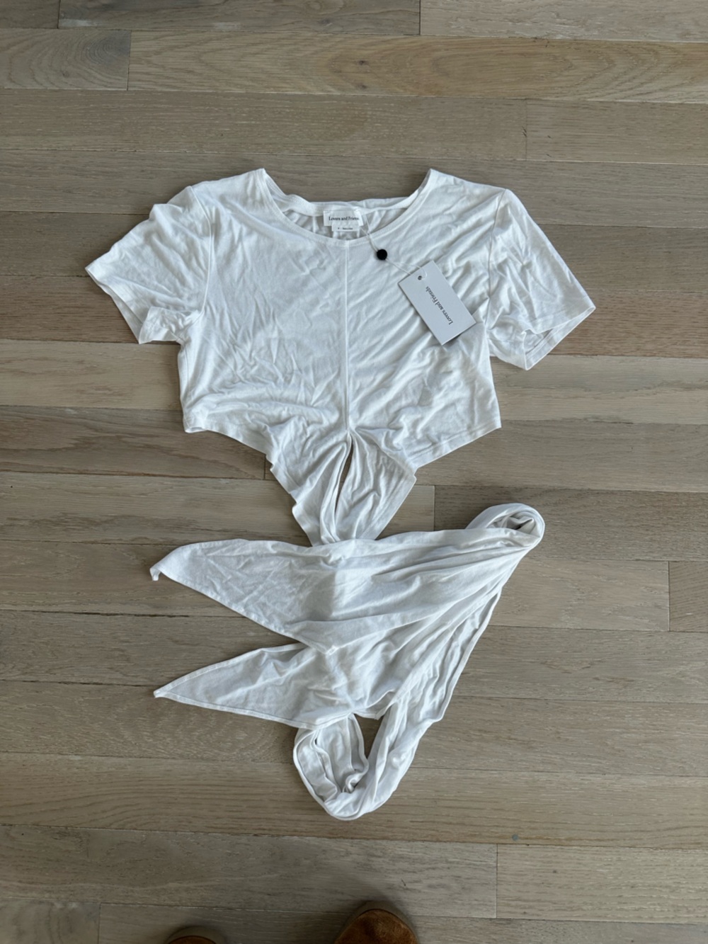 Lovers + Friends White Tie-Front Crop Top with Sash